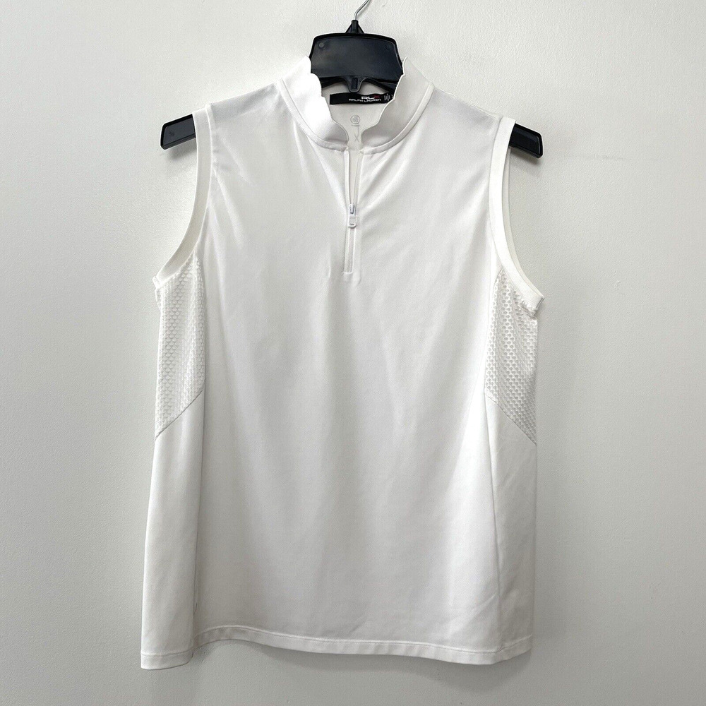 RLX Ralph Lauren Size Large Top Golf Pickleball Womens 1/4 Zip Sleeveless Sport